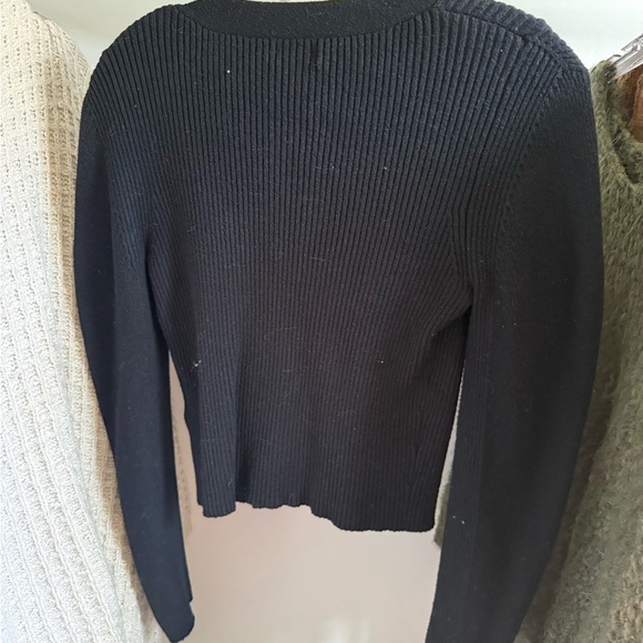 Anthropologie Black Ribbed Cardigan - Picture 2 of 3
